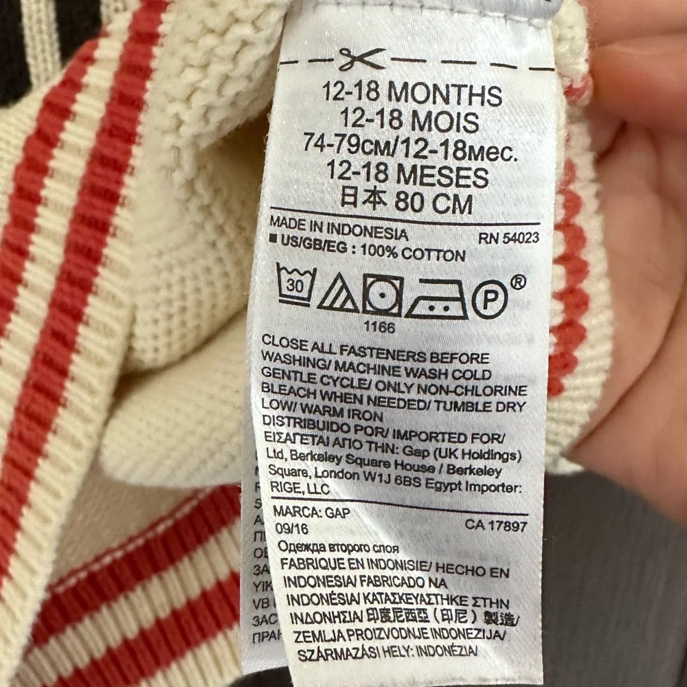 3/$25 GAP Baby Boy Cream Letter Knit Sweater 100% Cotton Cozy Pullover 12–18M